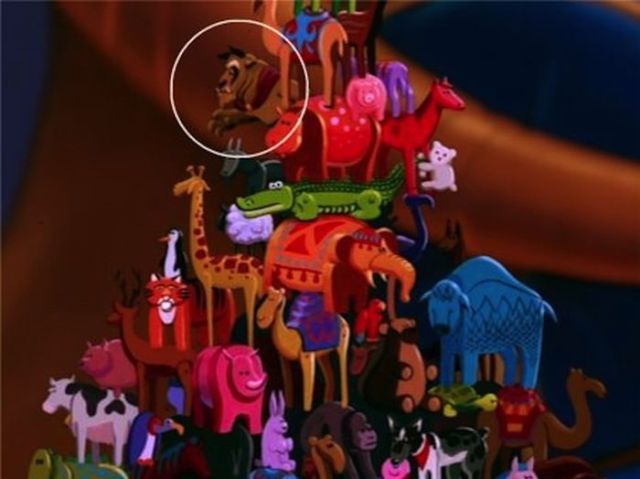 The Beast from Beauty and The Beast is one of the Sultan’s toys in Aladdin.