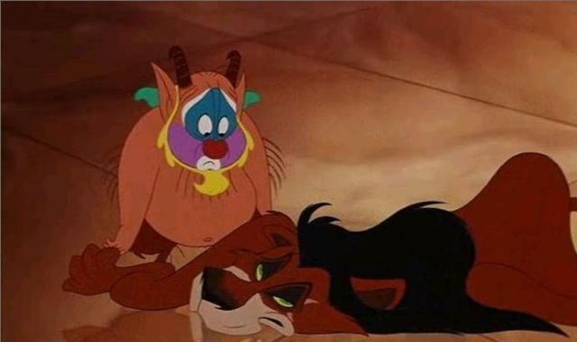 Scar from The Lion King is the slain lion in Hercules.