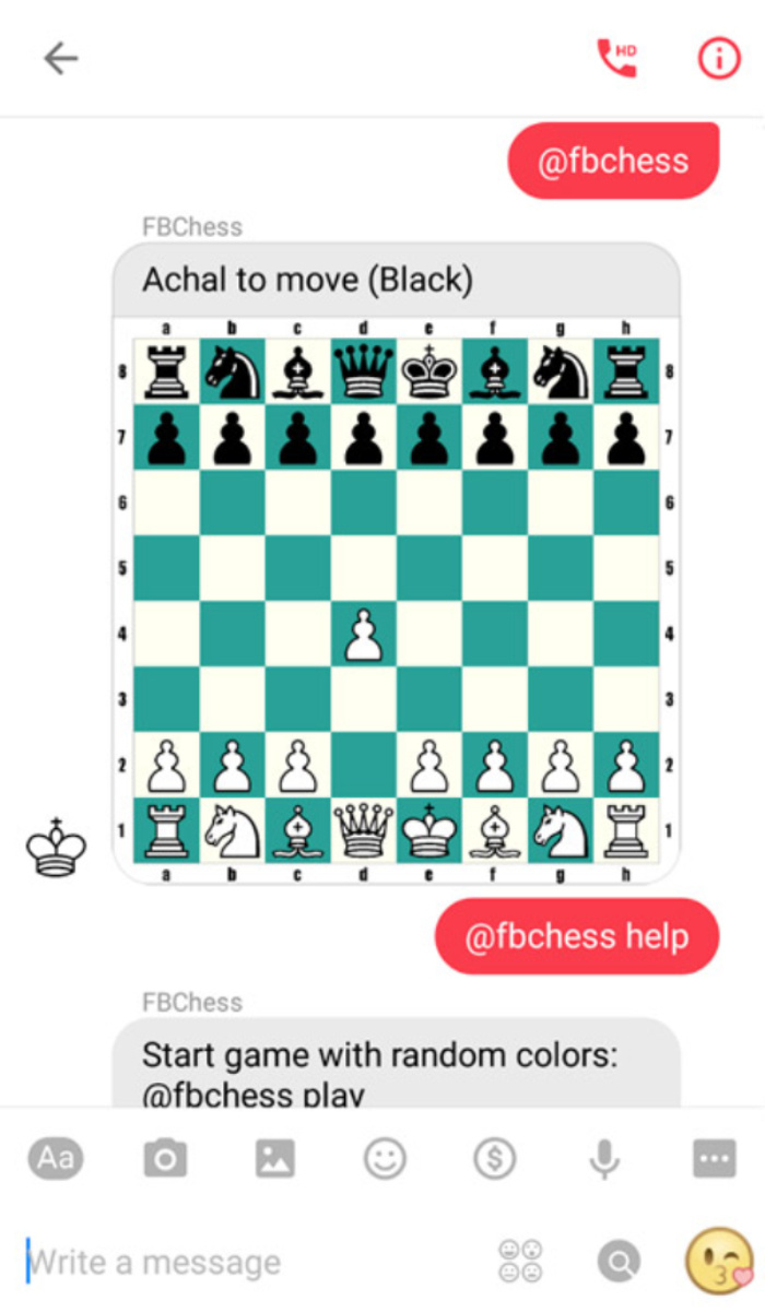 If you start a conversation in Facebook Messenger and type @fbchess. you can play chess with a friend.