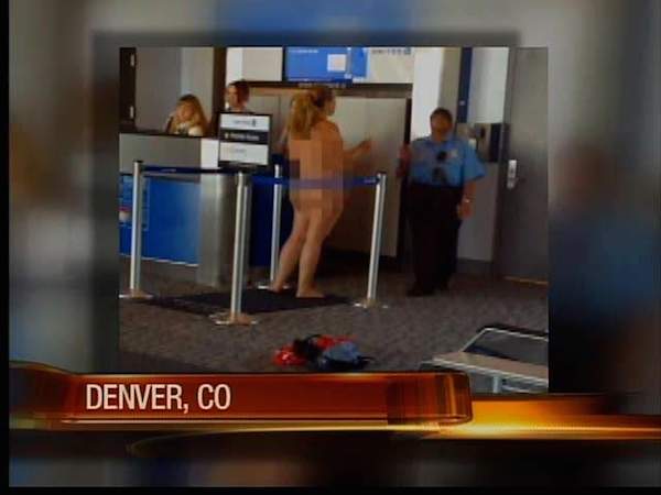 In a bizarre incident at Denver International Airport in 2012, a woman stripped completely naked after clashing with officials over illegally smoking a cigarette inside the terminal building. She then asked them to reprint her boarding pass, still in the altogether.

The woman was later taken to hospital for an assessment, but was not arrested and is believed to have blamed lack of sleep for the episode.