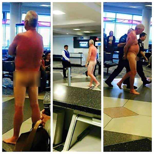 In May 2015, US Airways refused to let a man on a plane no matter how naked he got. The gentleman was photographed after stripping to his birthday suit as a type of bizarre protest when he was repeatedly told he would not be allowed to board his flight to Jamaica at the Charlotte Douglas International Airport. 

After being told his flight was oversold, he headed to a nearby bathroom and emerged without clothes. He continued to argue about his cancellation until police arrived. 

The Charlotte-Mecklenburg Police Department explained the man "was suffering from a medical issue. He did not face charges.