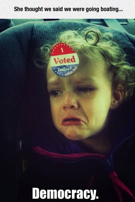 voted sticker funny - She thought we said we were going boating... Sbb B Dddd Bodo Voted Today! Democracy.