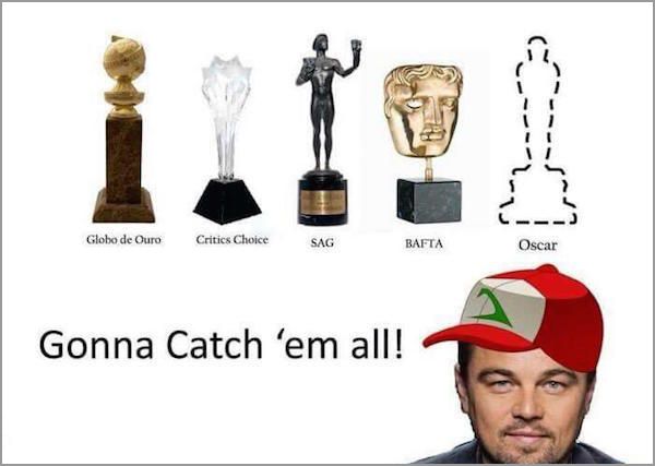 Gotta catch them all meme of Leonardo Dicaprio and the Oscar