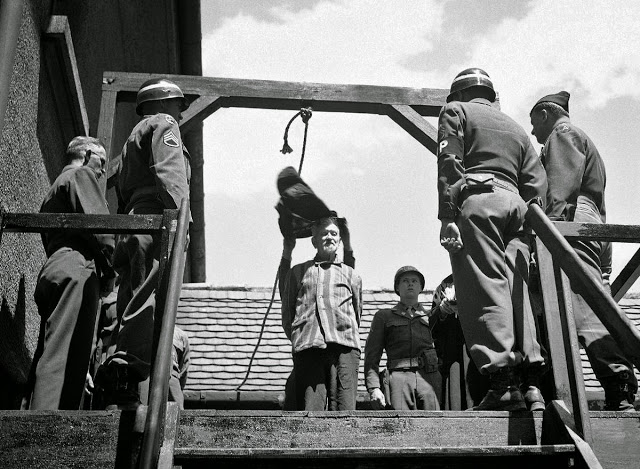 U.S. military authorities prepare to hang Dr. Klaus Karl Schilling, 74, at Landsberg, Germany, on May 28, 1946. He used 1200 Dachau prisoner’s for a malaria experiment.