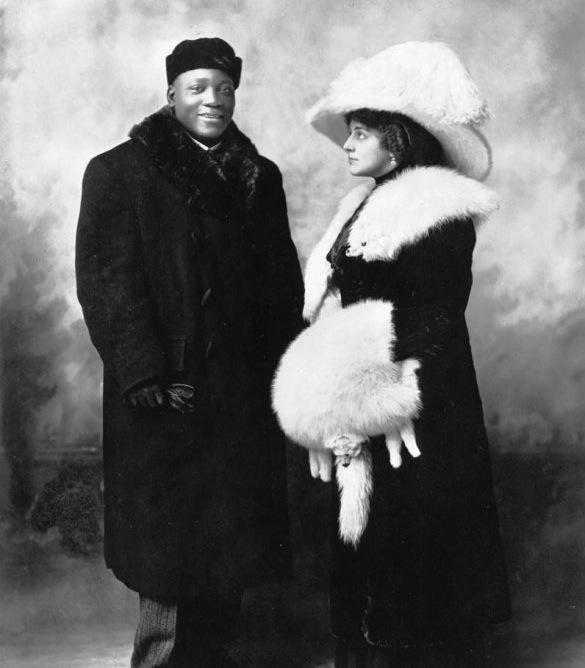Heavyweight Boxing Champ Jack Johnson & wife, 1910s