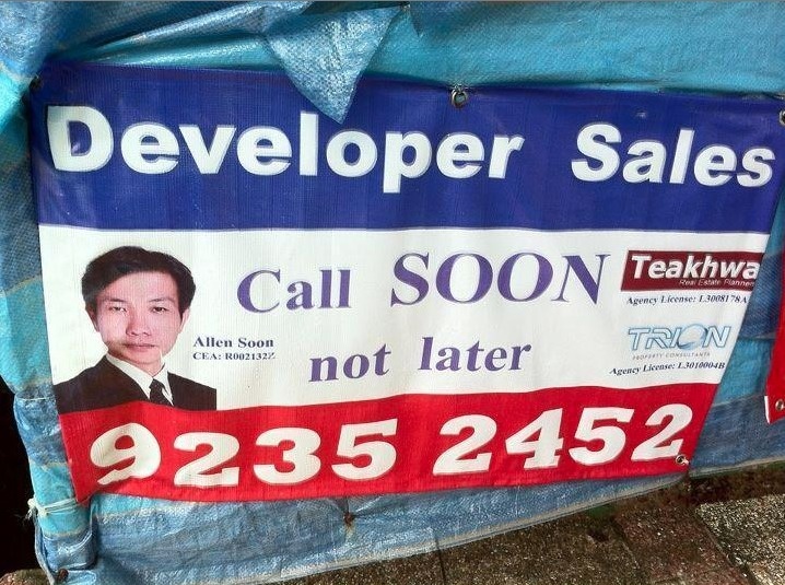 banner - Developer Sales Agency License L.30087784 Allen Soon Cea RO0213272 Agency License O Call Soon Teakhwa not later Trion 19235 2452