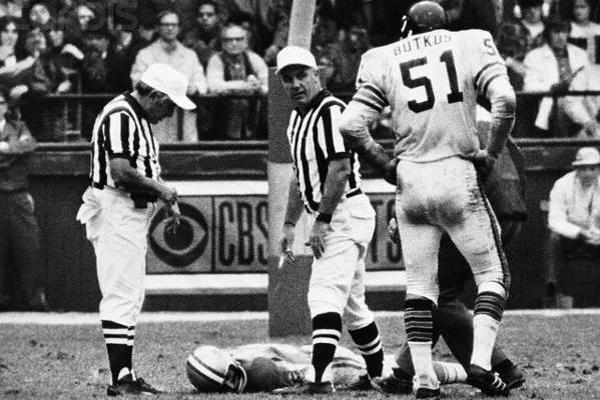 Only one NFL player has died on the field: Chuck Hughes in 1971. The game continued with a silent crowd