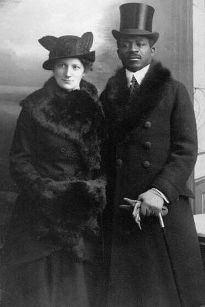1914: A photo of an interracial couple, Theophilus Wonja Michael and his wife Martha Wegner, taken in Berlin.