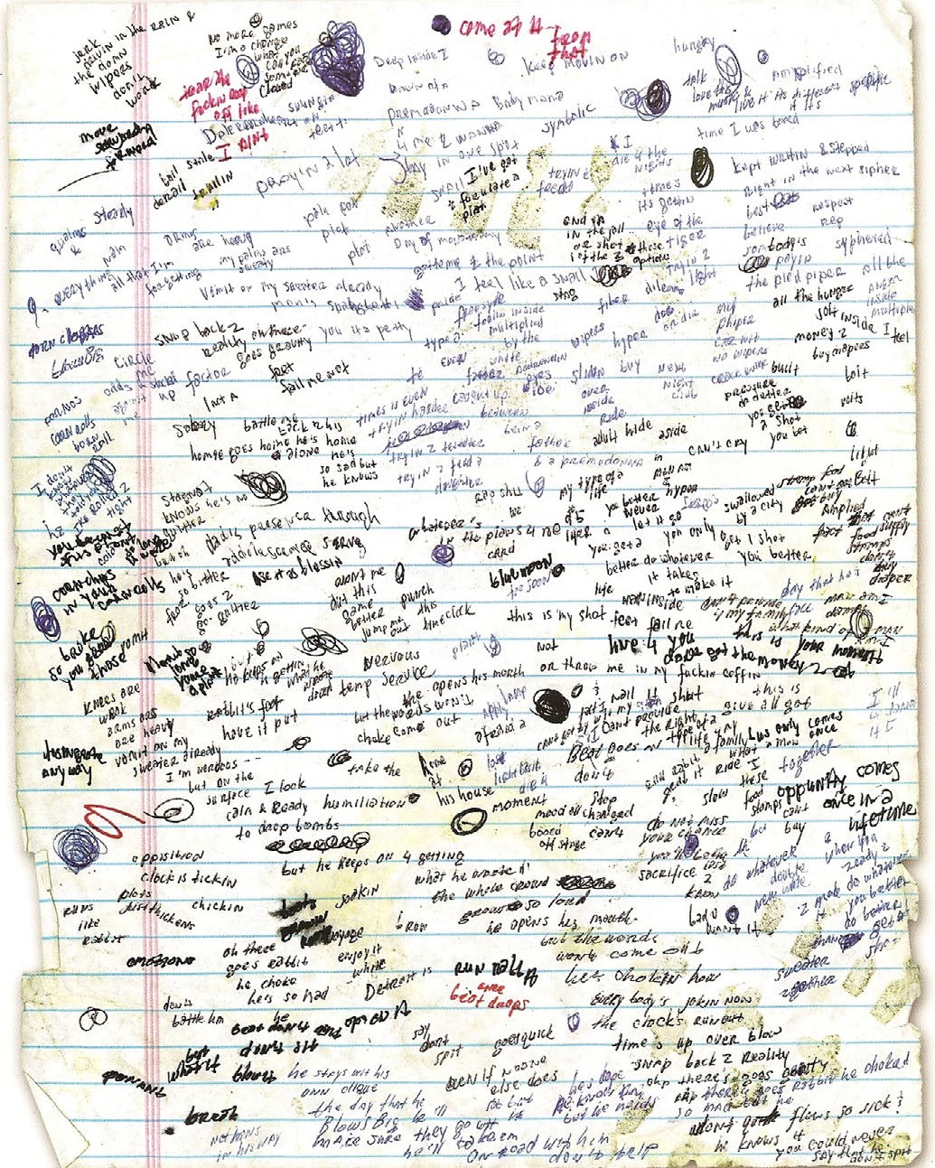 Eminem’s hand written lyrics for Lose Yourself