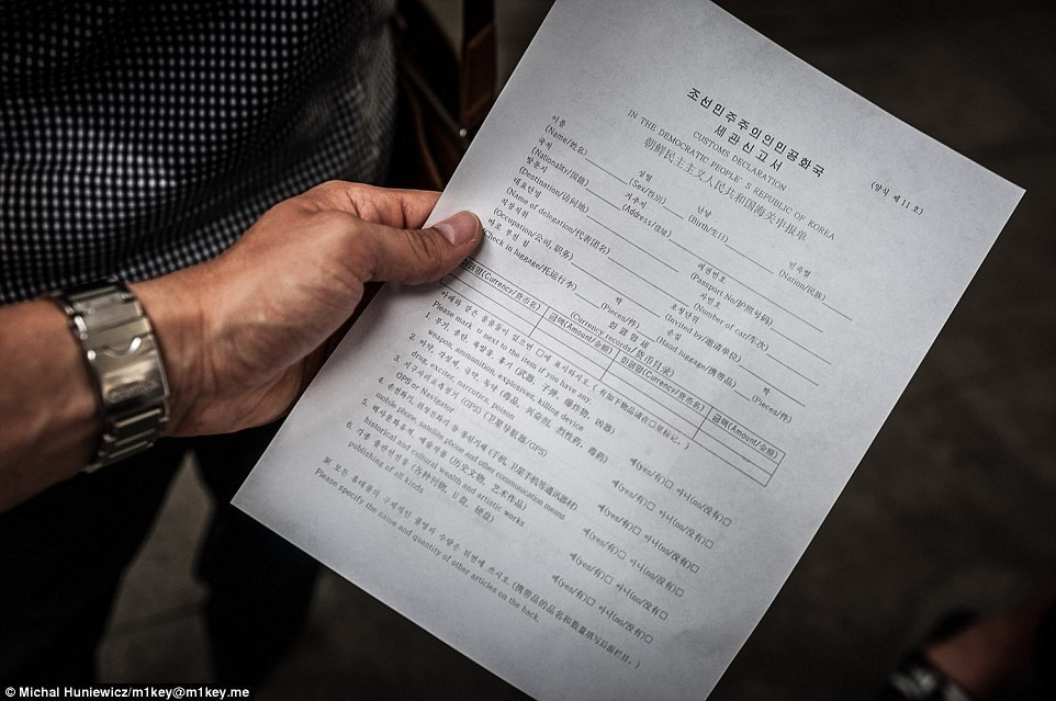 He took this photo of a customs declaration form revealing the items banned from being brought into the country (the list is quite long). Additionally, everyone's laptop was searched for "controversial" content.
