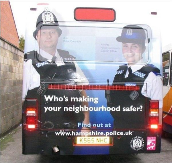 policeman bus exhaust pipe - Who's making your neighbourhood safer? Find out at K565 Nh
