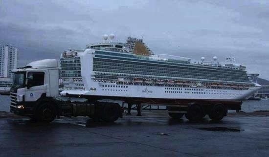 cruise ship on a trailer