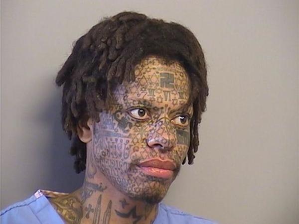 He has a face only a mother could love. 

Michael Carter was nabbed in January 2016 after causing a ruckus at in fast food restaurant and later locking himself in a gas station bathroom — but it was his fully tattooed face and a bizarre mask and devilish red costume that raised eyebrows. His mugshot reveals a heavily tattooed face featuring a swastika and “Jesus Christ” scrawled across his cheek. A month later, he was arrested again after police got reports he was pointing a gun at drivers, which turned out to be a toy. In March 2016, Carter, 36, try to force his way into the Day Center for the Homeless. When an employee told Carter he wasn't allowed inside, he refused to leave, and was arrested a third time.