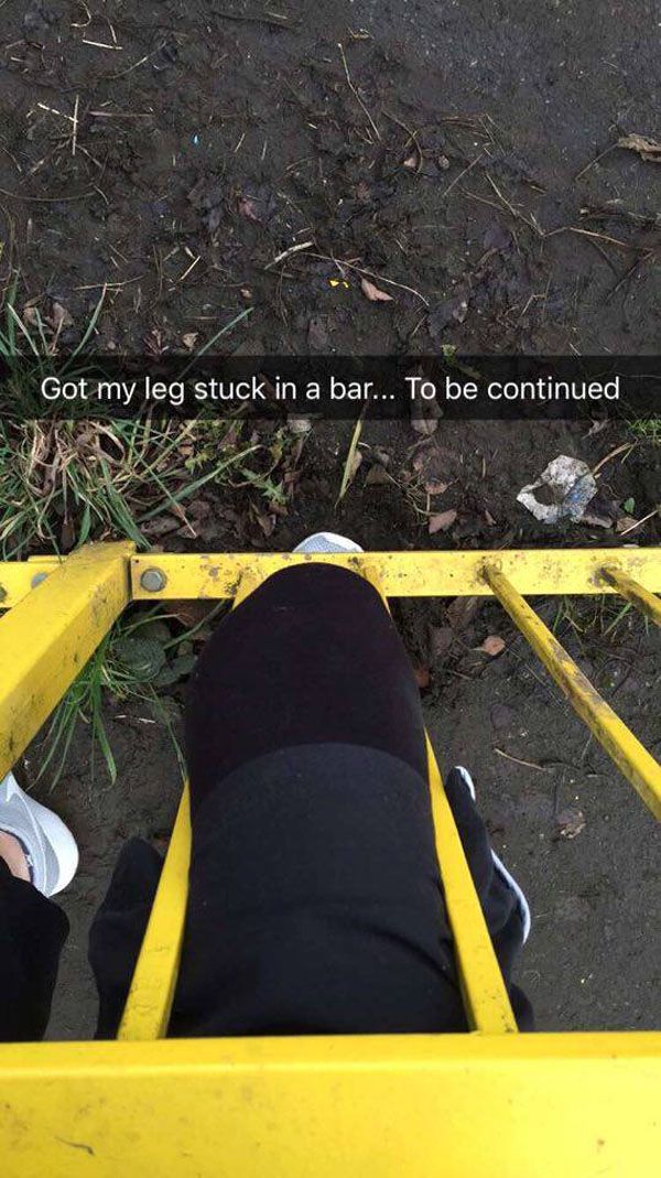 Guy Snapchats rescue after getting leg stuck in a Fence - Funny Gallery ...