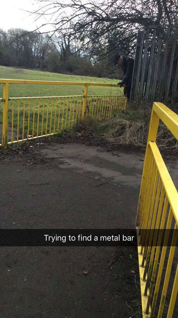 Guy Snapchats rescue after getting leg stuck in a Fence