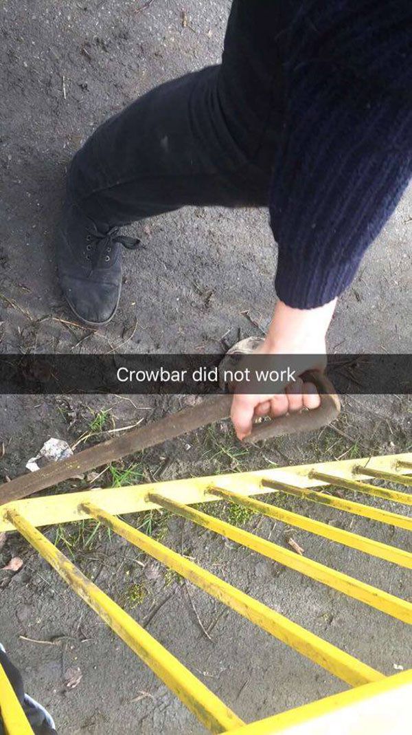 Guy Snapchats rescue after getting leg stuck in a Fence