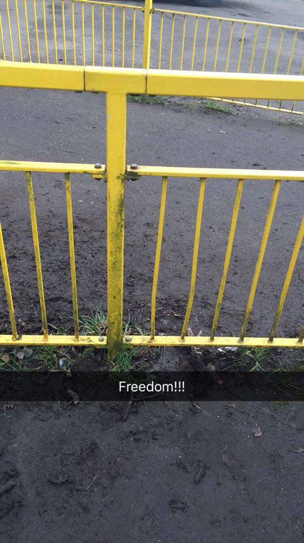 Guy Snapchats rescue after getting leg stuck in a Fence