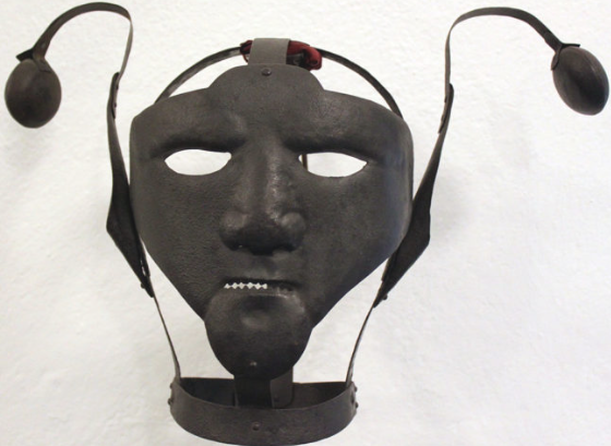 This terrifying mask was forcibly screwed onto the faces of women who were seen as witches. If you look closely, you can see that the mouth has tiny spikes on the inside.