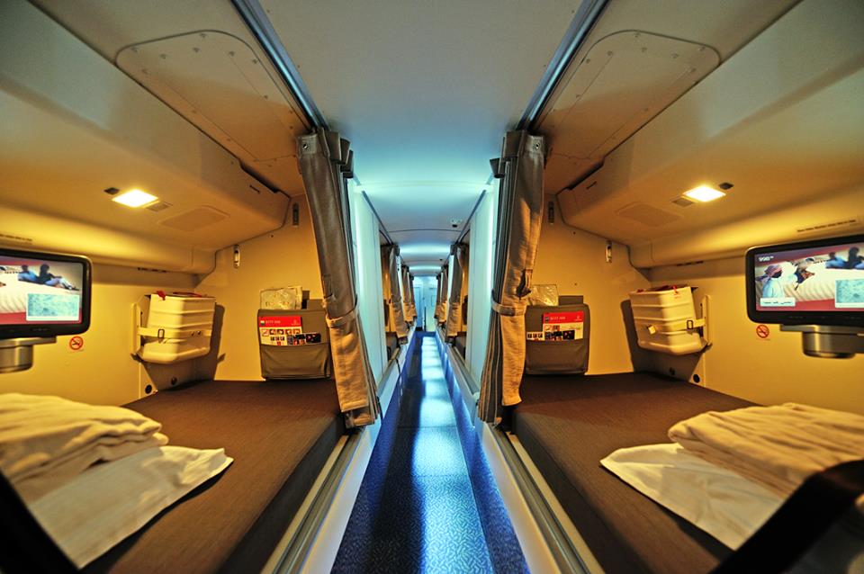 The crew rest compartment on Emirates’ Boeing 777s flying on long-haul routes