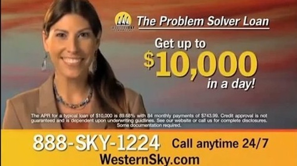 Western Sky’s “problem solver” loan of $10k. 84 payments of $743.99. Congratulations, that $10k loan just became $62495.16