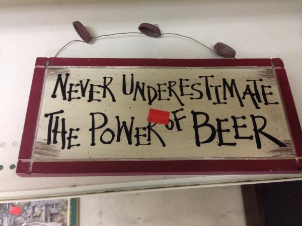 sign - Never Underestimale The Power Of Beer