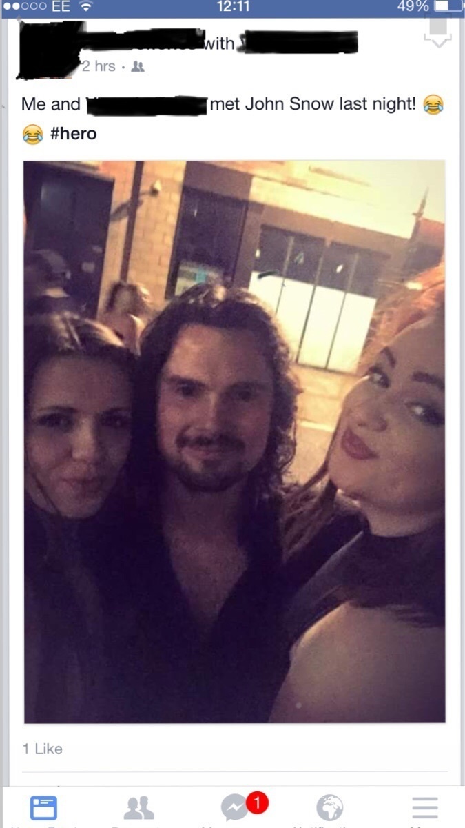 funny mistaken celebrities - ..000 Ee. 49% with 2 hrs Me and met John Snow last night! 1