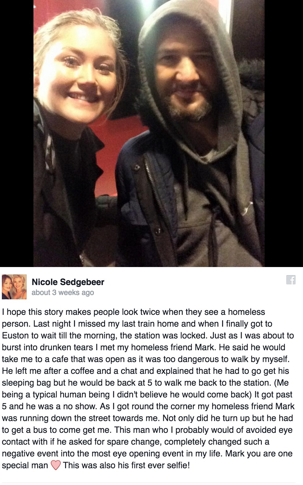 What this homeless man did will almost certainly bring a tear to your eyes.