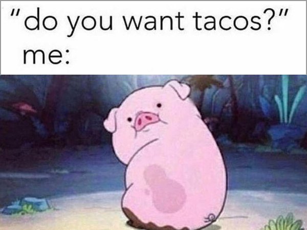 mad at boyfriend meme - "do you want tacos?" me