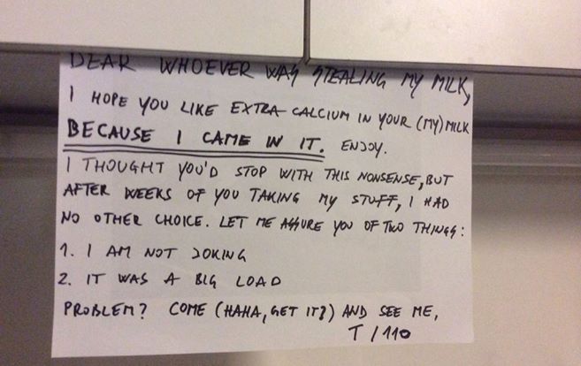 24 Hilarious Fridge Notes From People Desperate To Protect Their Food