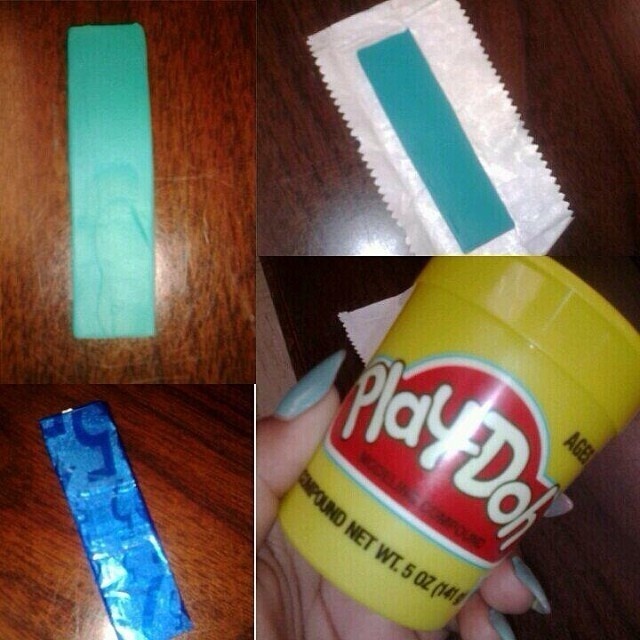 Substitute sticks of gum with Play-doh.