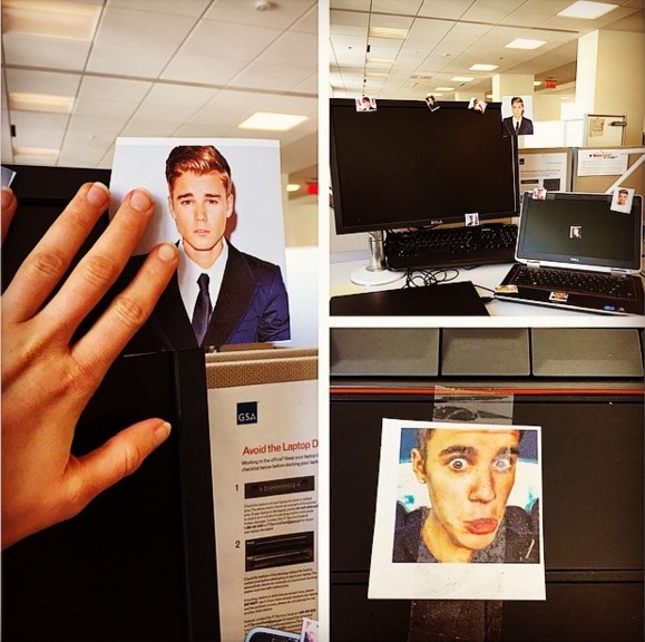 Bieberize your co-worker's cubicle.