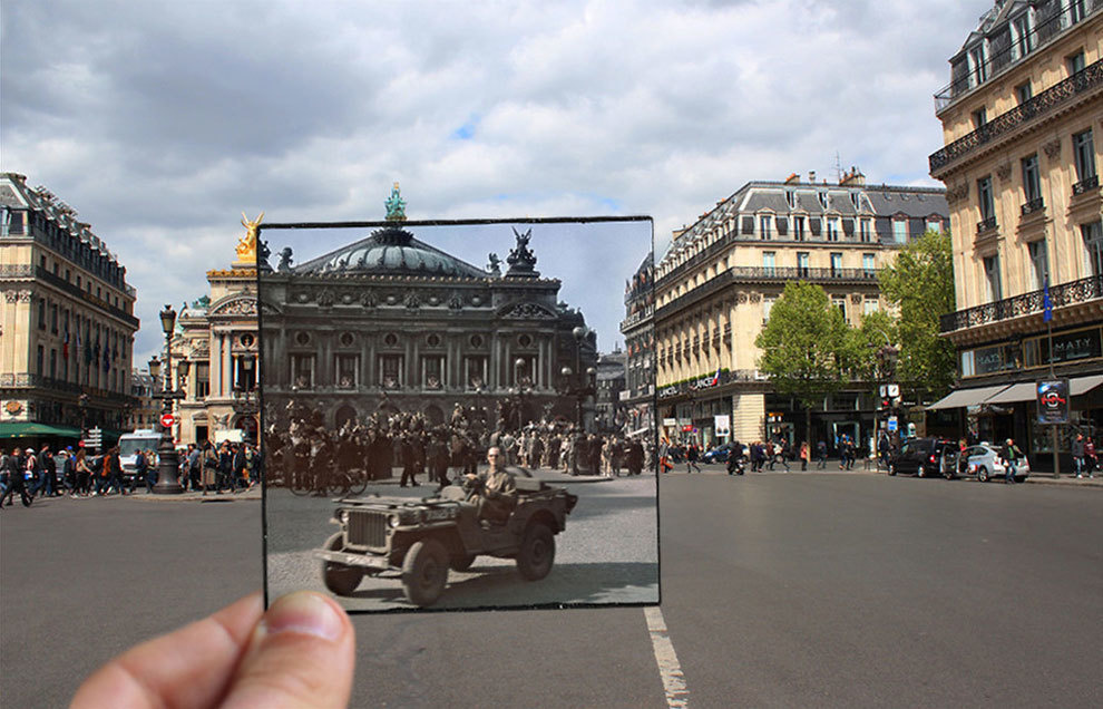 Another perspective on the famed Paris Opera House in the forties.