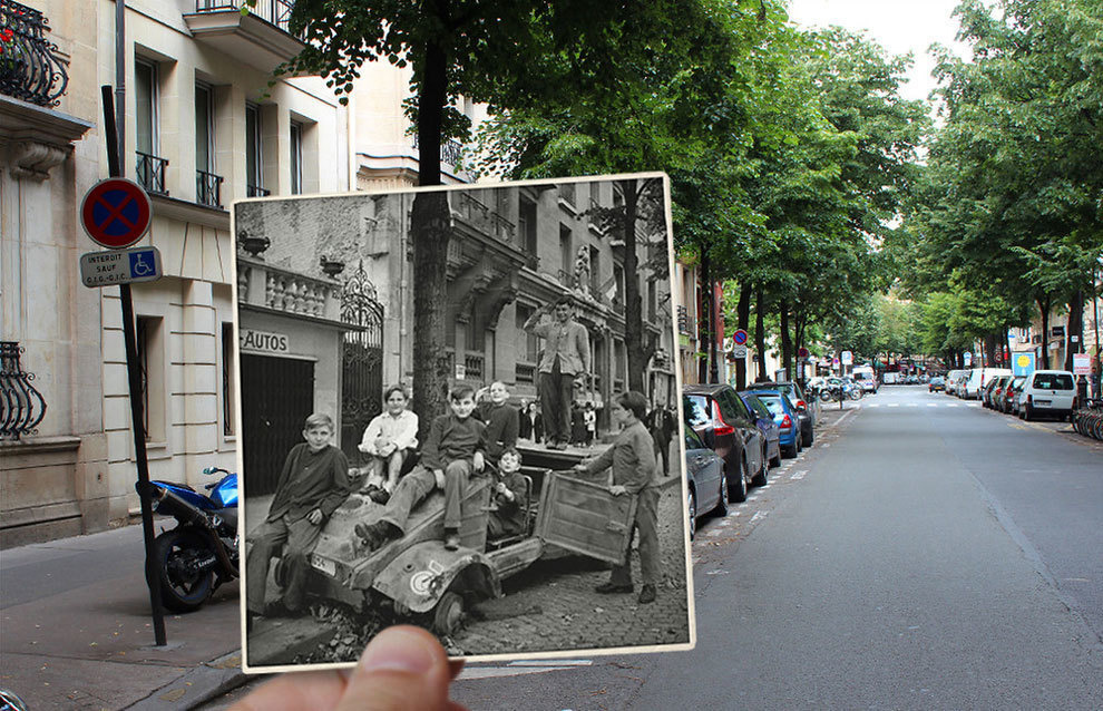 Children pose for the camera on Avenue Mozart.