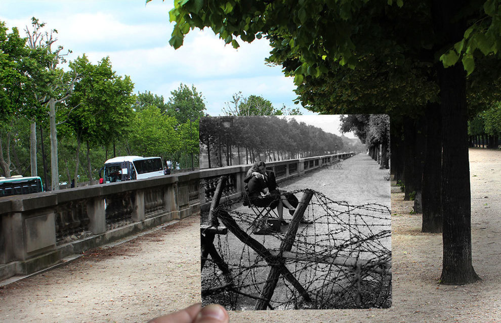 A couple having an intimate moment in Tuilleries, Paris.