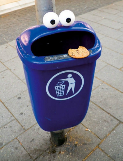 garbage can googly eyes