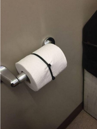 toilet paper with zip tie