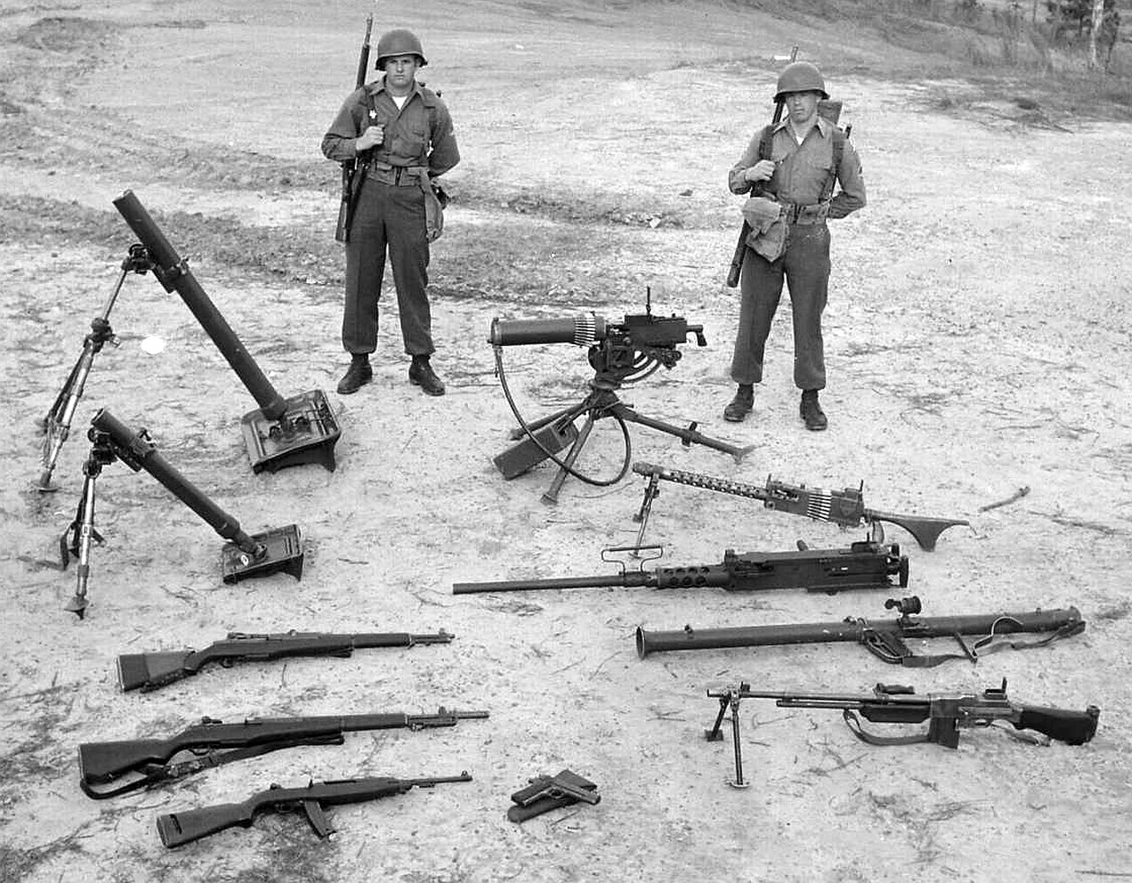 A display of US small arms at Fort Benning 1950