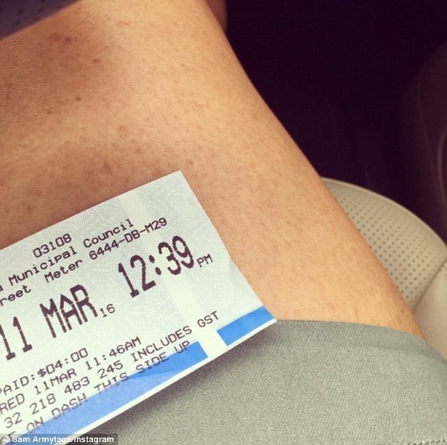 A stranger helped Samantha Armytage avoid getting a parking ticket. Her time had expired so the person bought her a new ticket and left it on her car.