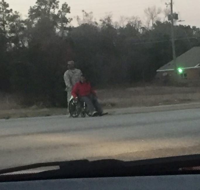 Staff Sergeant Golden Brown pulled over and got out of his car. The soldier knew it was his human duty to help a woman in a wheelchair cross six-lanes of traffic.