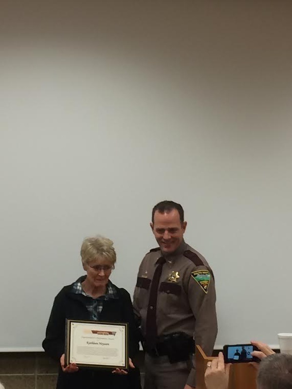 Kathleen Neyssen got out of her car to help a crash victim during the winter in Summit, South Dakota until help arrived. Neyssen's selfless act earned her the Superintendent's Peformance Award from the State Highway Patrol.