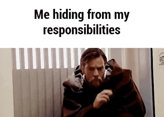me and responsibilities gif - Me hiding from my responsibilities