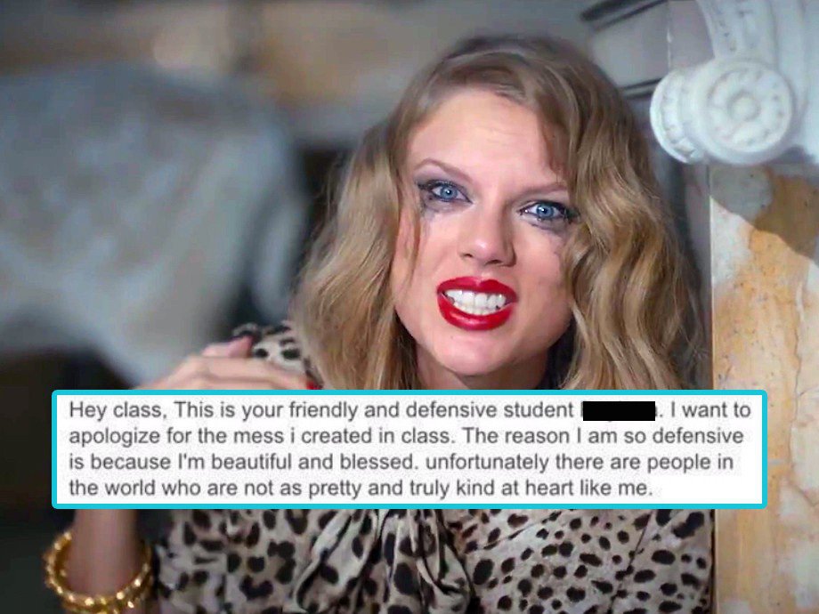 Student ‘apologizes’ to her class for being too beautiful