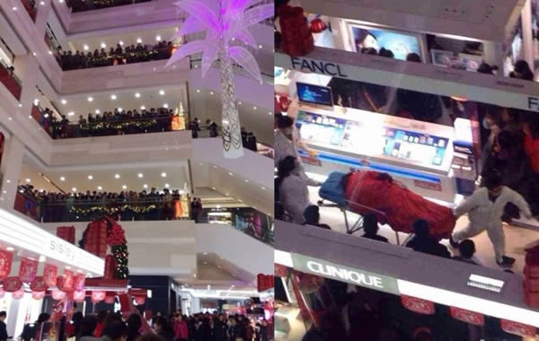 A Chinese man reportedly became so frustrated and angry with his girlfriend's shopping that he leapt to his death from the seventh floor of a mall in China.

The incident took place at the Xuzhou Golden Eagle Mall in Jiangsu Province in December 2013. 38-year-old Tao Hsiao accompanied his girlfriend on a fun-filled shopping extravaganza that lasted over five hours, but was getting tired and demanded to leave. However, his significant other wasn't having any of THAT nonsense.

Apparently, he was heard saying they already had more bags than they could carry, but she insisted on going into one more store that had a sale on shoes. Tao told her she already had enough shoes, more shoes than she could ever wear in a lifetime, and that it was pointless buying any more. She then shouted at him, accusing him of being cheap and ruining Christmas. 

Tao threw all the shopping bags to the floor. He then climbed a 1.5m high railing alongside an elevator shaft at the center of the mall and jumped. He fell seven stories and smashed into Christmas decorations and a kiosk before hitting the floor. 

Maybe he should have just broken up with her instead.