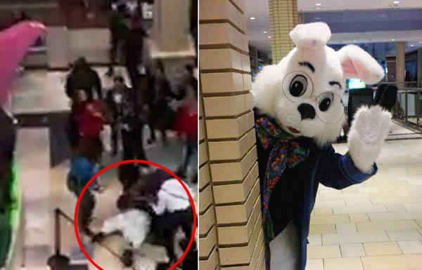 An Easter bunny was involved in a mall brawl.

Kassim Charles, 22, the bunny in question, and Juan Jimenez-Guerrero, 44, the father of a one-year-old girl, brawled after she slipped off the rabbit's lap while getting her photo taken. Both Charles and Jimenez-Guerrero were charged with aggravated assault and disorderly conduct.