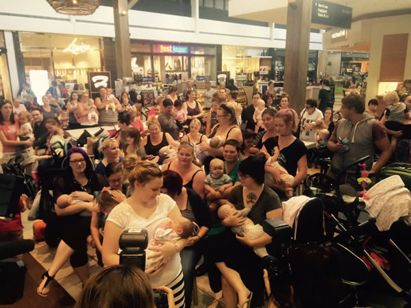 Breastfeeding in public is a right, not a privilege. Dozens of moms delivered that message loud and clear during a sit-in at a shopping mall in Bendigo, Australia in February 2016.

The moms sat in solidarity with Luci White, a mom who had recently been asked to leave the Bendigo Marketplace's food court. She was asked to use a special feeding room after customers complained about her nursing her son, Zaydd. “When I took my son off my breast, he started crying and by the time we got to the room, he was screaming, and screaming,” White claimed. “It was a very traumatic experience.”

Photographs posted online showed dozens of moms nursing their babies in the mall's food court. The mall later apologized.