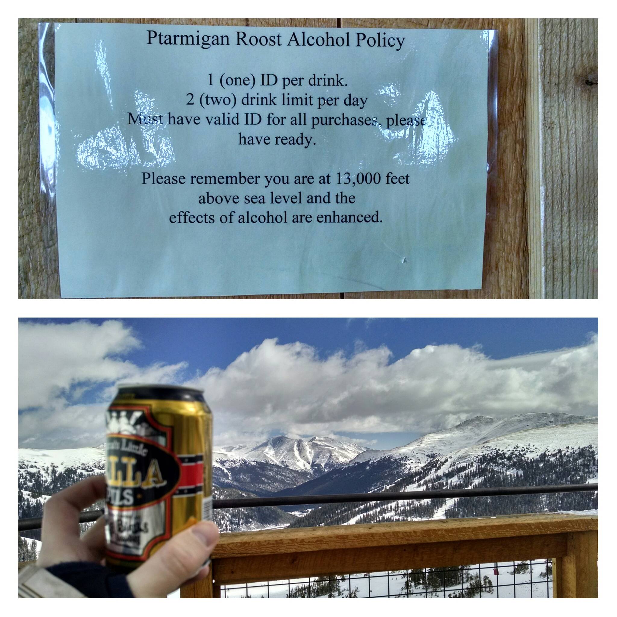 Having a beer at 13,000 ft