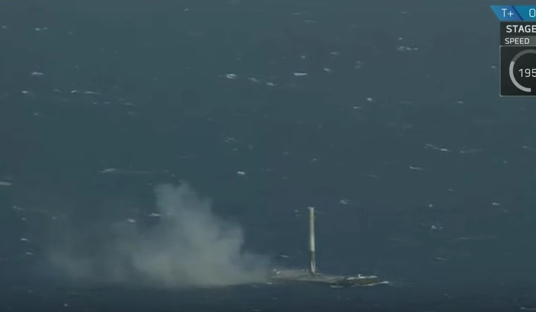 SpaceX lands equivalent of 25 story building on a barge in the Atlantic Ocean