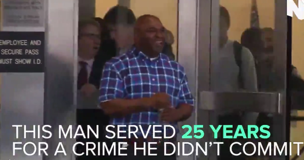 This man’s finally free after serving 25 years for a crime he didn’t commit.