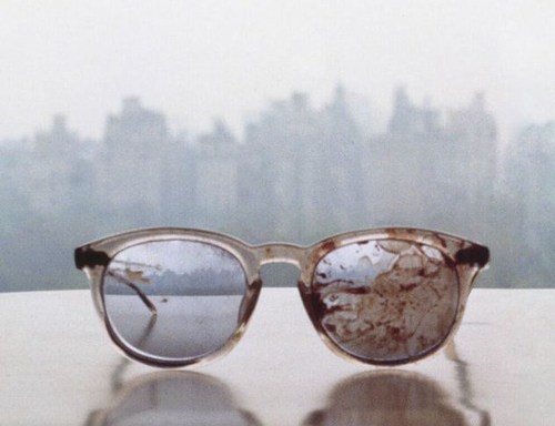 Yoko Ono posted this picture today of John Lennon’s bloodstained glasses he was wearing when he was shot and killed by Mark David Chapman. She wanted to send a message about gun violence in America since his death.