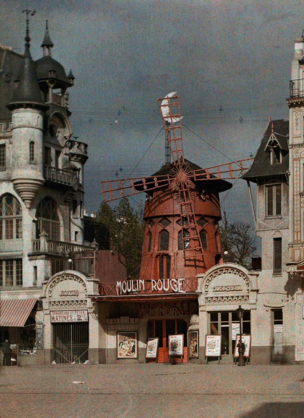 The Moulin Rouge nightclub at Montmarte, Paris, captured in 1923.